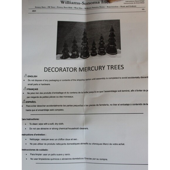 2 set Williams Sonoma West Elm decorative mercury Glass Christmas trees Ornament - Picture 6 of 16